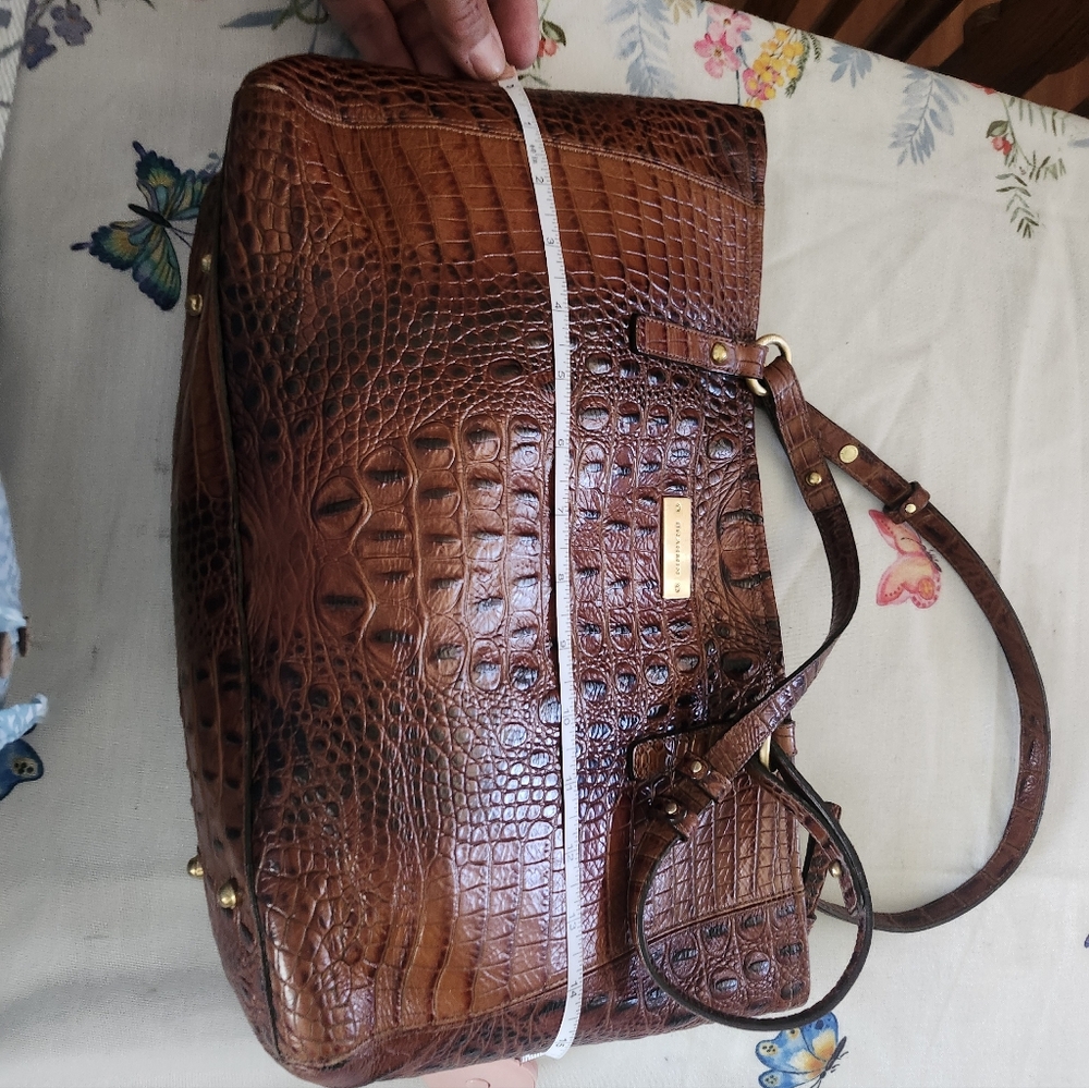 Brown Croc-Embossed Leather Tote Bag by Brahmin - Picture 12 of 15